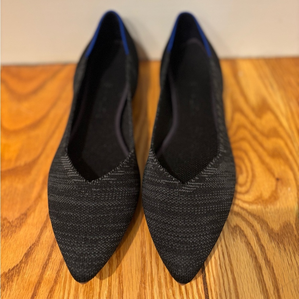 Rothy's The Point Black Gray Pointy Toe Ballet Flats Women's Shoes Size 9.5 - Picture 2 of 11